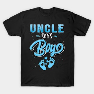 Gender reveal Uncle says Boy baby matching family set T-Shirt